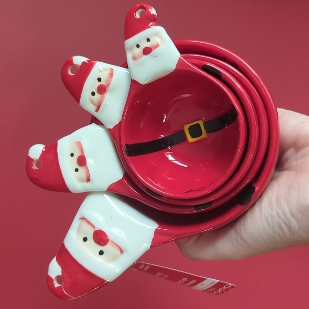 Santa Claus Measuring Cups 🎅 4 Piece, Ceramic, Holiday Kitchenware